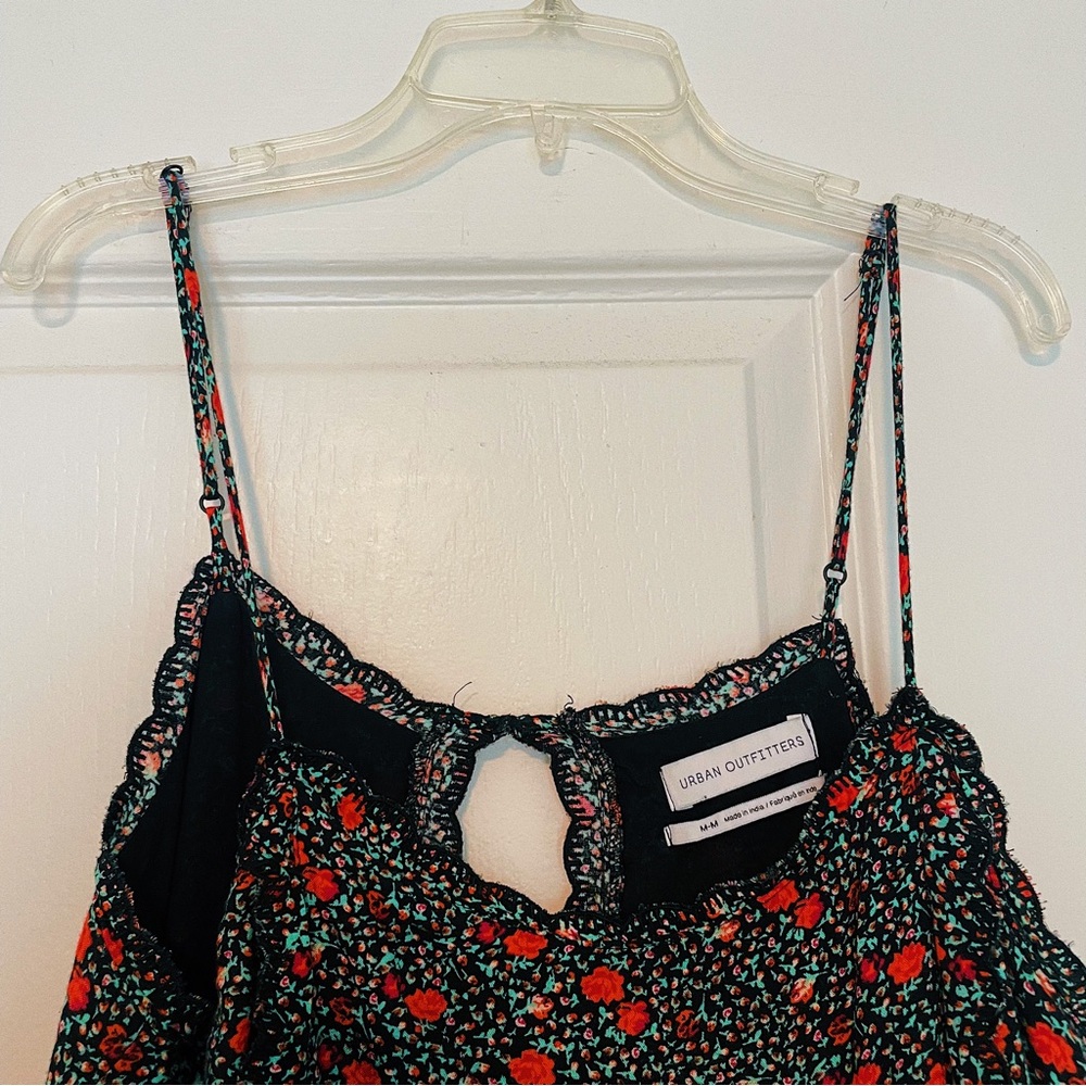urban outfitters rose babydoll dress, black/green/red